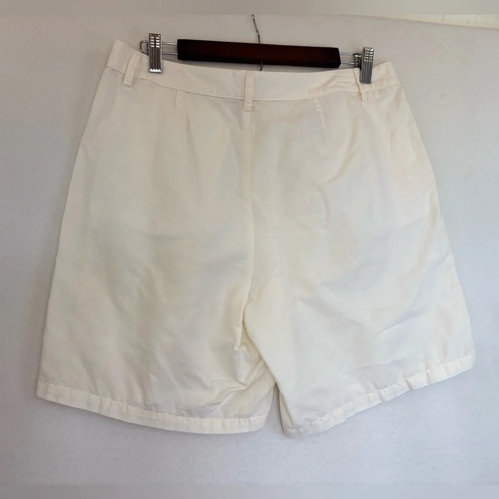 STILE BENETTON Linen Shorts White Cream Khaki Italy Bermuda ‎ Normcore Women 8